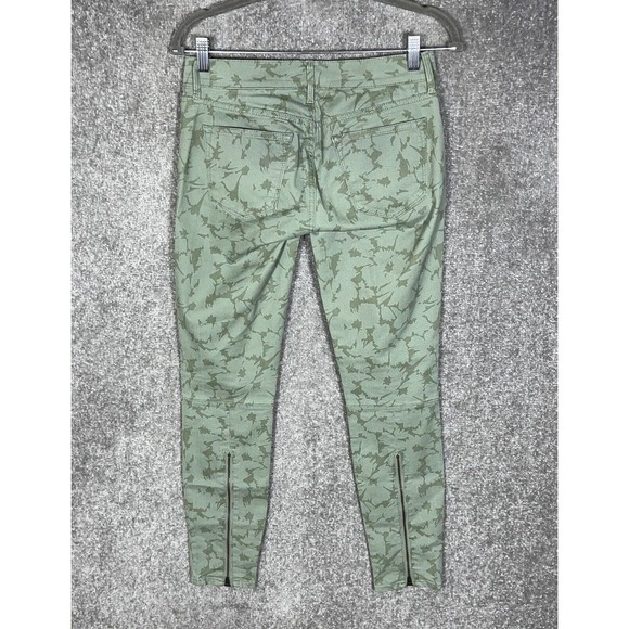 Gap 1969 Ankle Zip Skinny Legging Jeans Women Size 25 Stretch Green Floral - Picture 2 of 13